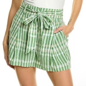 Cing a' Sept Women's Green Gingham Floral Tie Waist Shorts Sz. 4